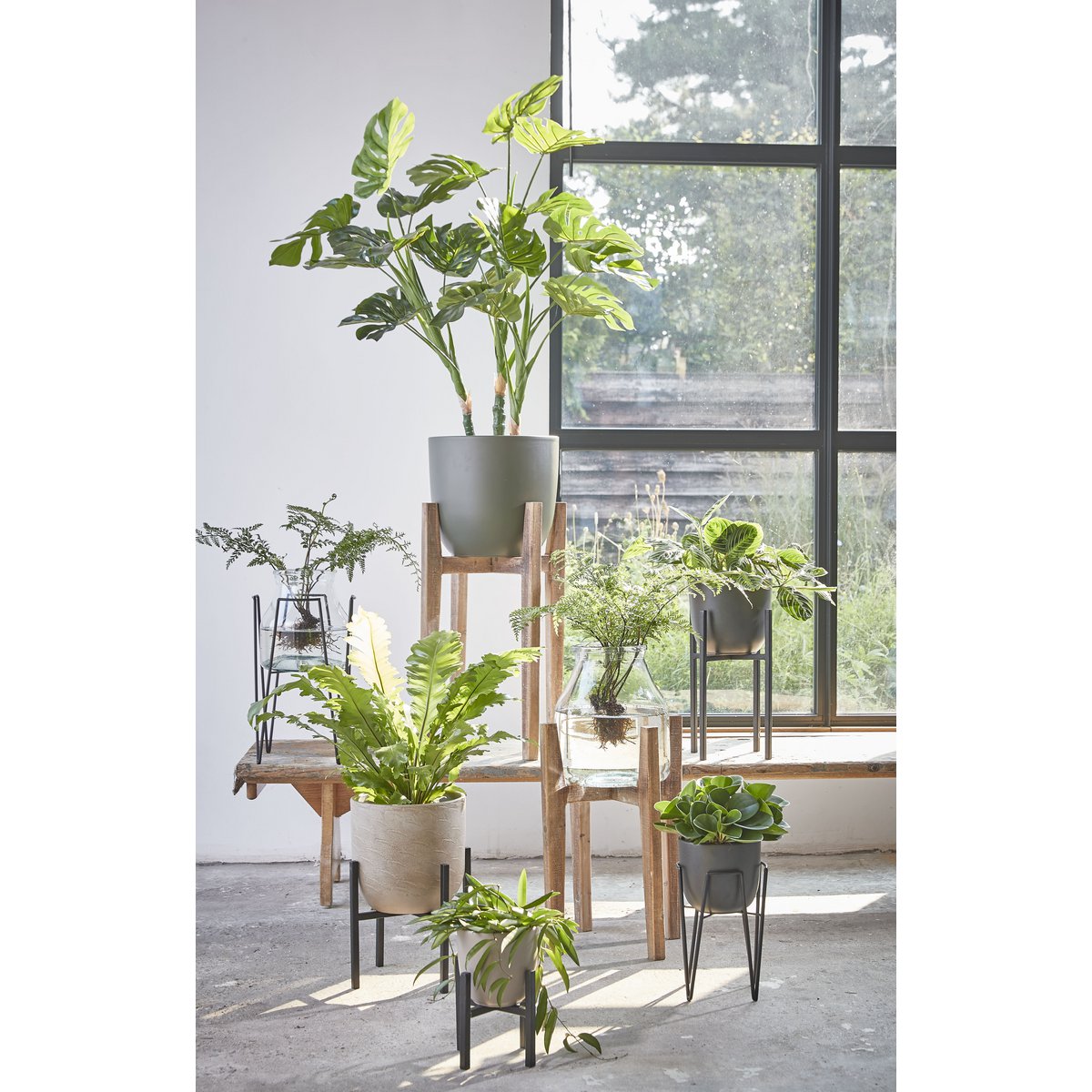 Ascot Plantenstandaard - L14 x B14 x H25 cm - Metaal - Zwart