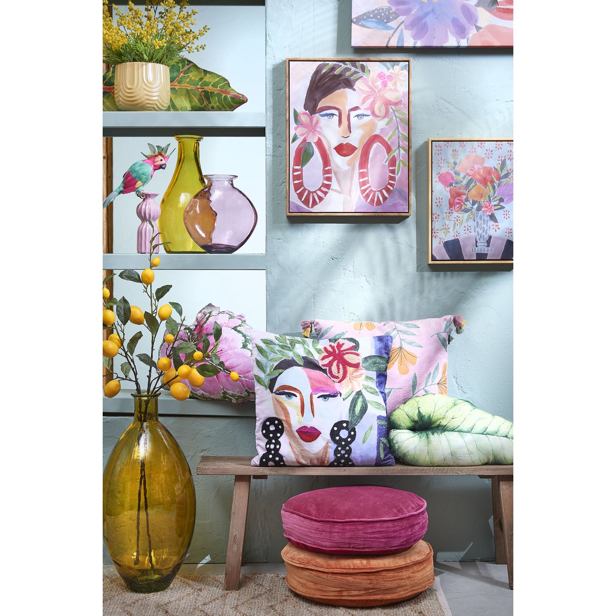 Floria Muurdecoratie - L30 x H40 cm - Canvas - Meerkleurig