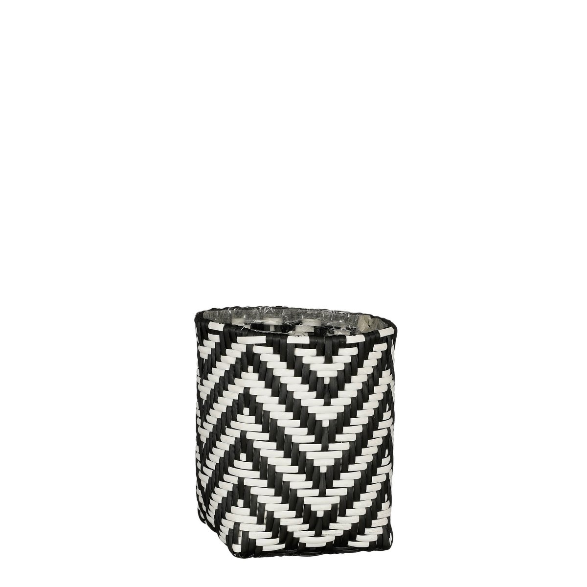 Merlijn Plantenmand voor Buiten - Set van 3 - H26 x Ø24 cm - Gerecycled Plastic - Zwart, Wit