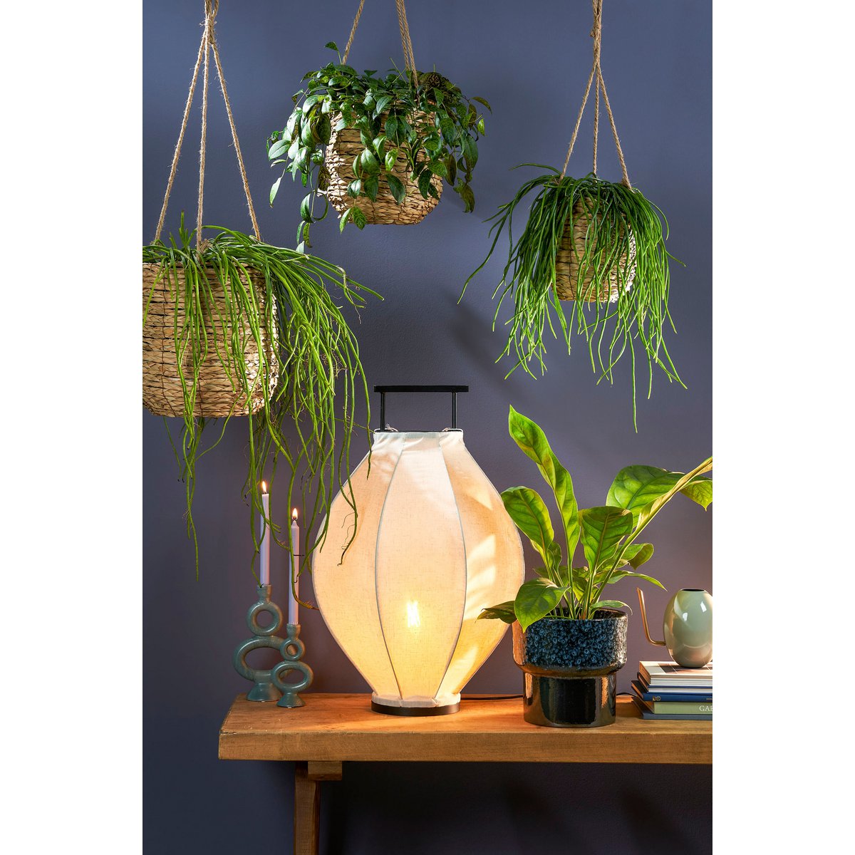 Avalon Hangende Bloempot - Set van 3 - H90 x Ø30 cm - Zeegras - Lichtbruin