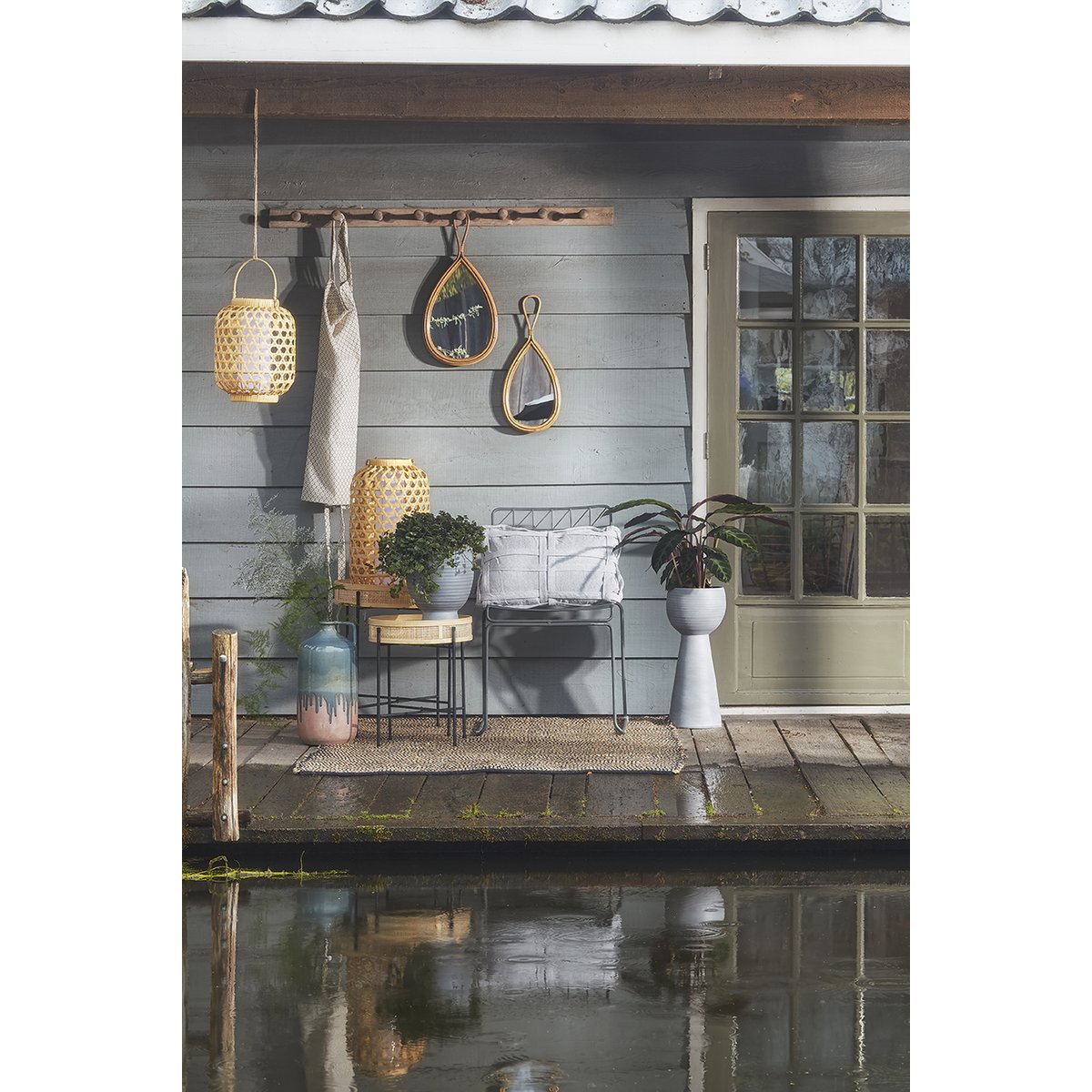 Rainier Wandspiegel - L28 x H59 cm - Rotan - Bruin