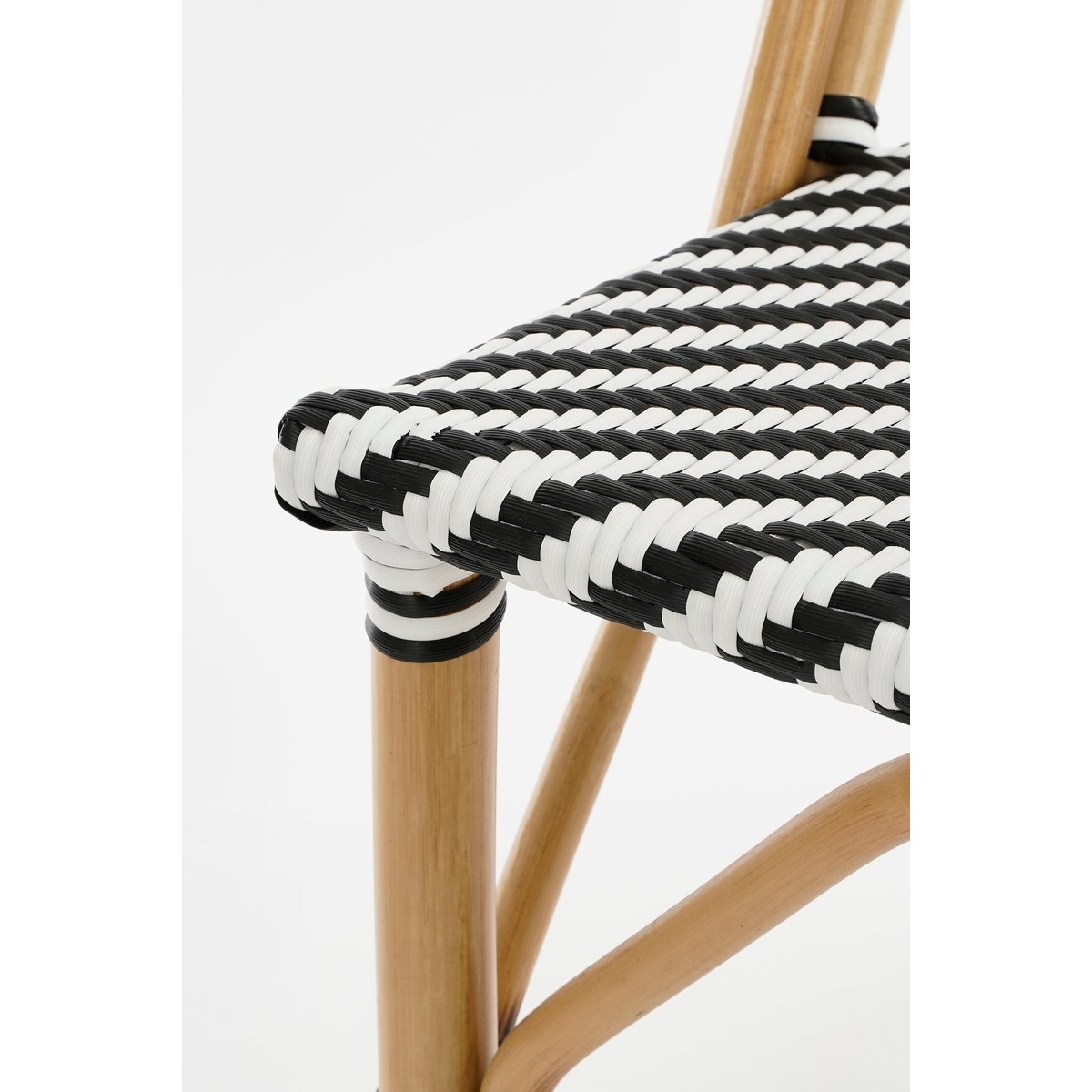 Mandox Bistrostoel - L51 x B57 x H90 cm - Rotan - Zwart, Wit