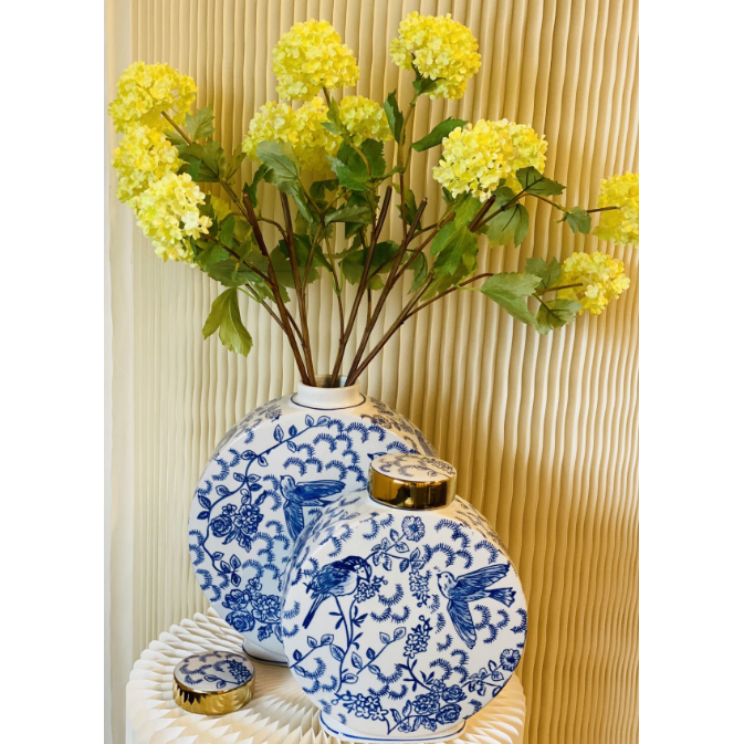 BIG size-blauwe en witte porseleinen bloemenvaas (voor keuken thuis)