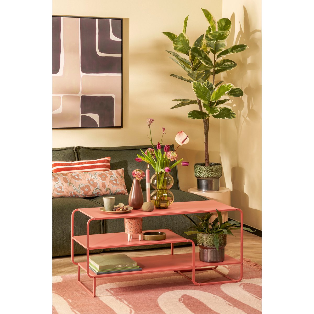 Kubu Muurdecoratie - L70 x B100 cm - Canvas - Taupe