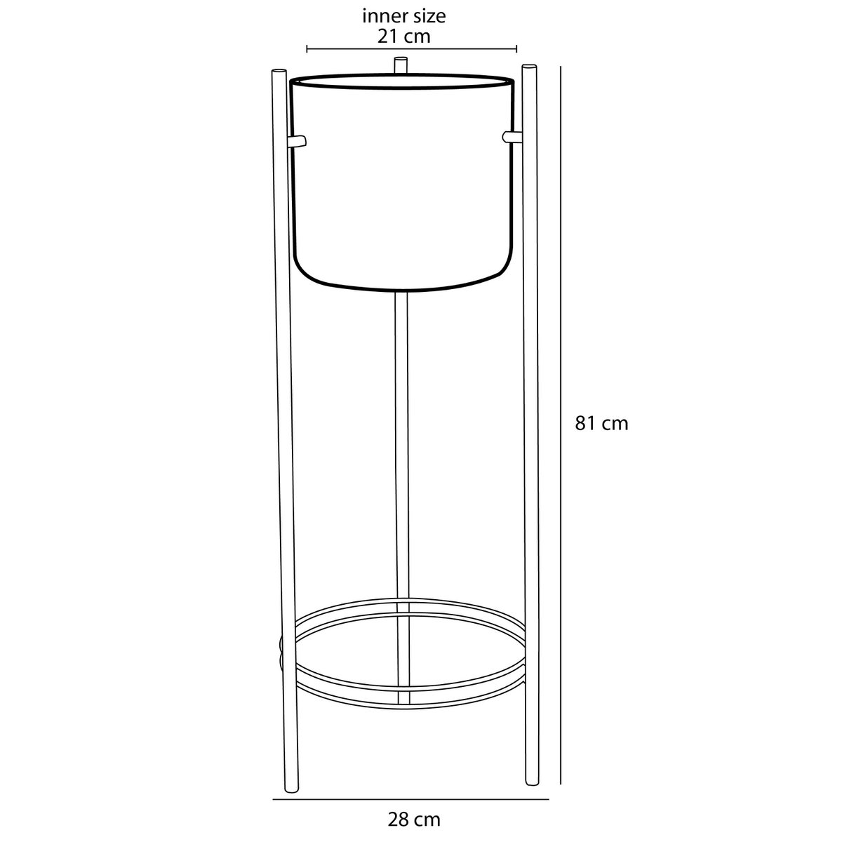Sverre Bloempot op Standaard - H81 x Ø28 cm - Wit, Goud