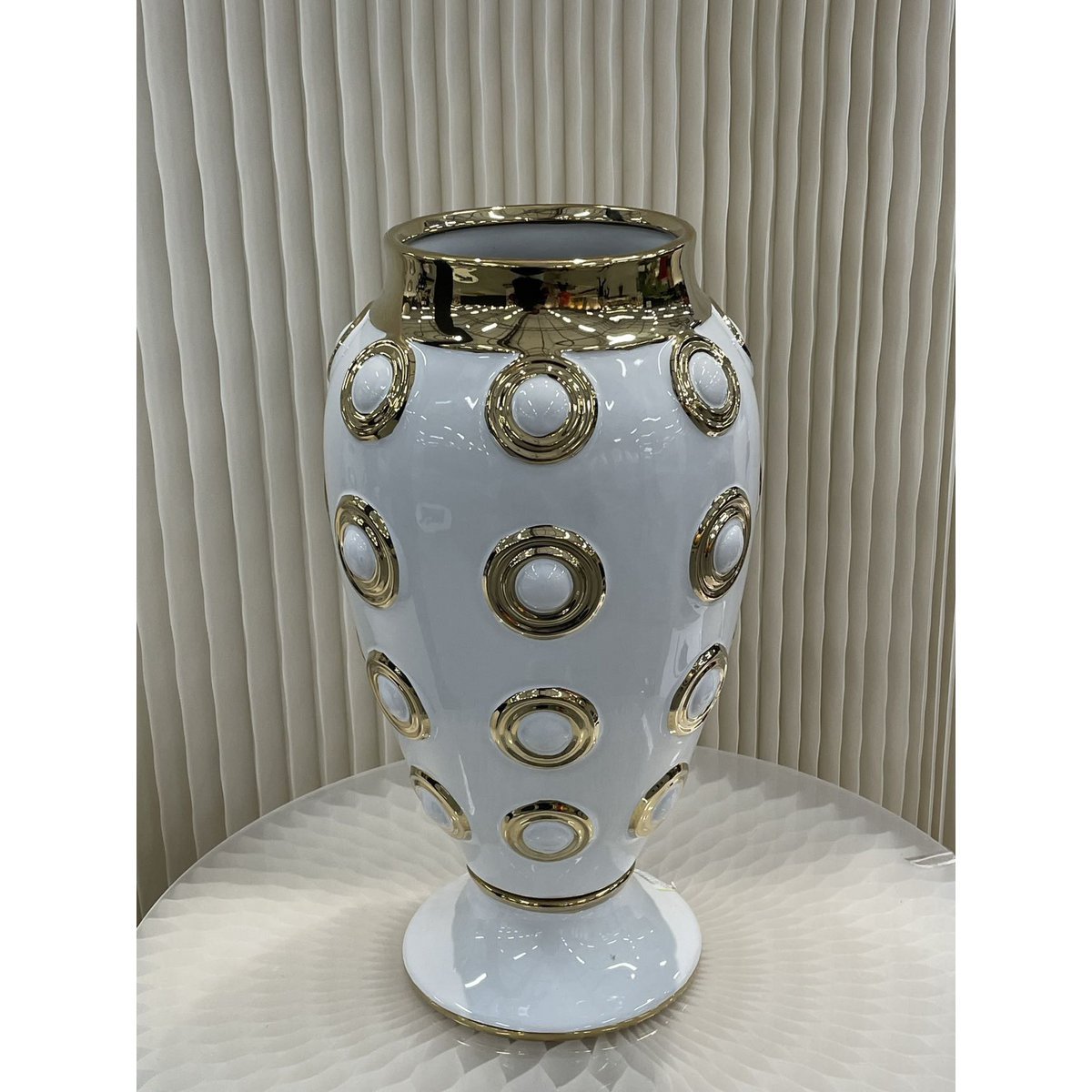 Gouden grote vaas met 4 cirkels H46cm (CV11617-17WIT)