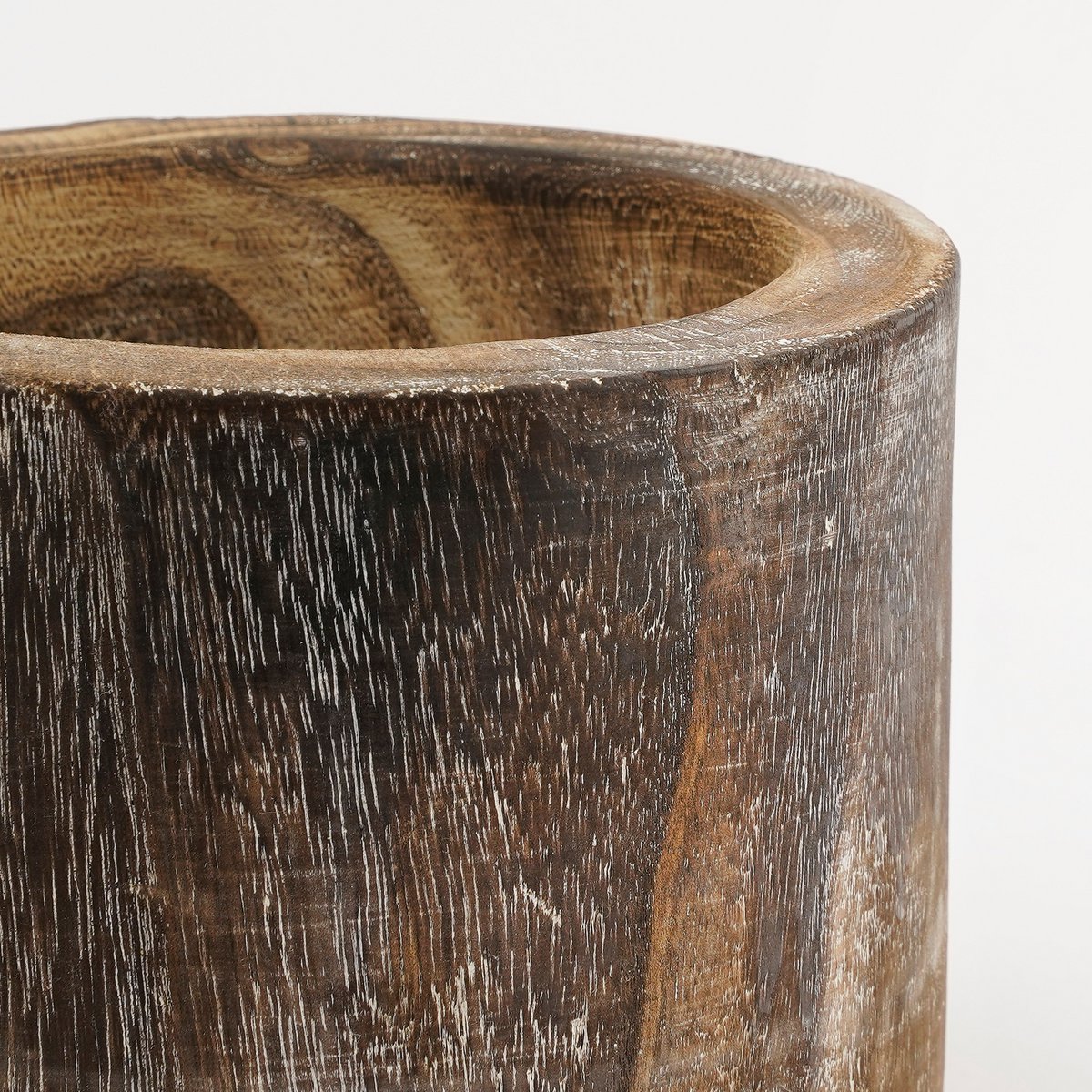 Boris Bloempot - H16 x Ø19 cm - Paulownia Hout - Donkerbruin