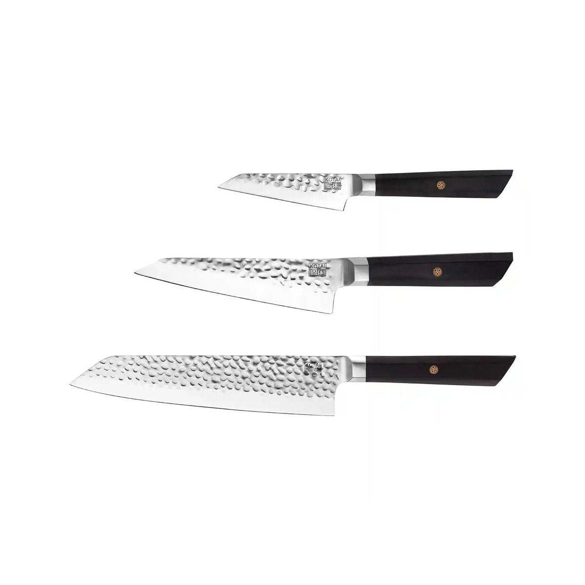 Messenset - De Bunka Essential Set: 3 messen (Bunka Schilmesje 90 mm + Bunka Petty 135 mm + Kiritsuke 210 mm) - elk mes wordt geleverd met een bamboedoos en een magnetische Saya