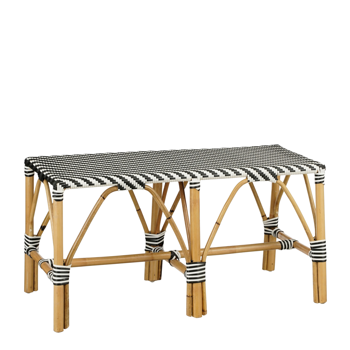 Mandox Bank voor Buiten - L90 x B36 x H46 cm - Rotan - Zwart, Wit
