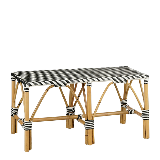 Mandox Bank voor Buiten - L90 x B36 x H46 cm - Rotan - Zwart, Wit