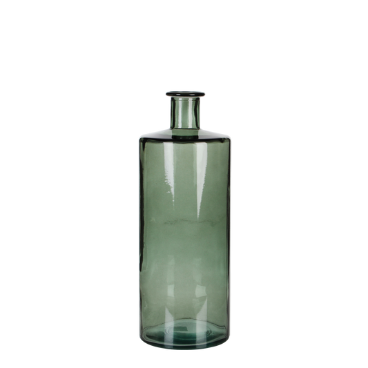 Guan Fles Vaas - H40 x Ø15 cm - Gerecycled Glas - Groen
