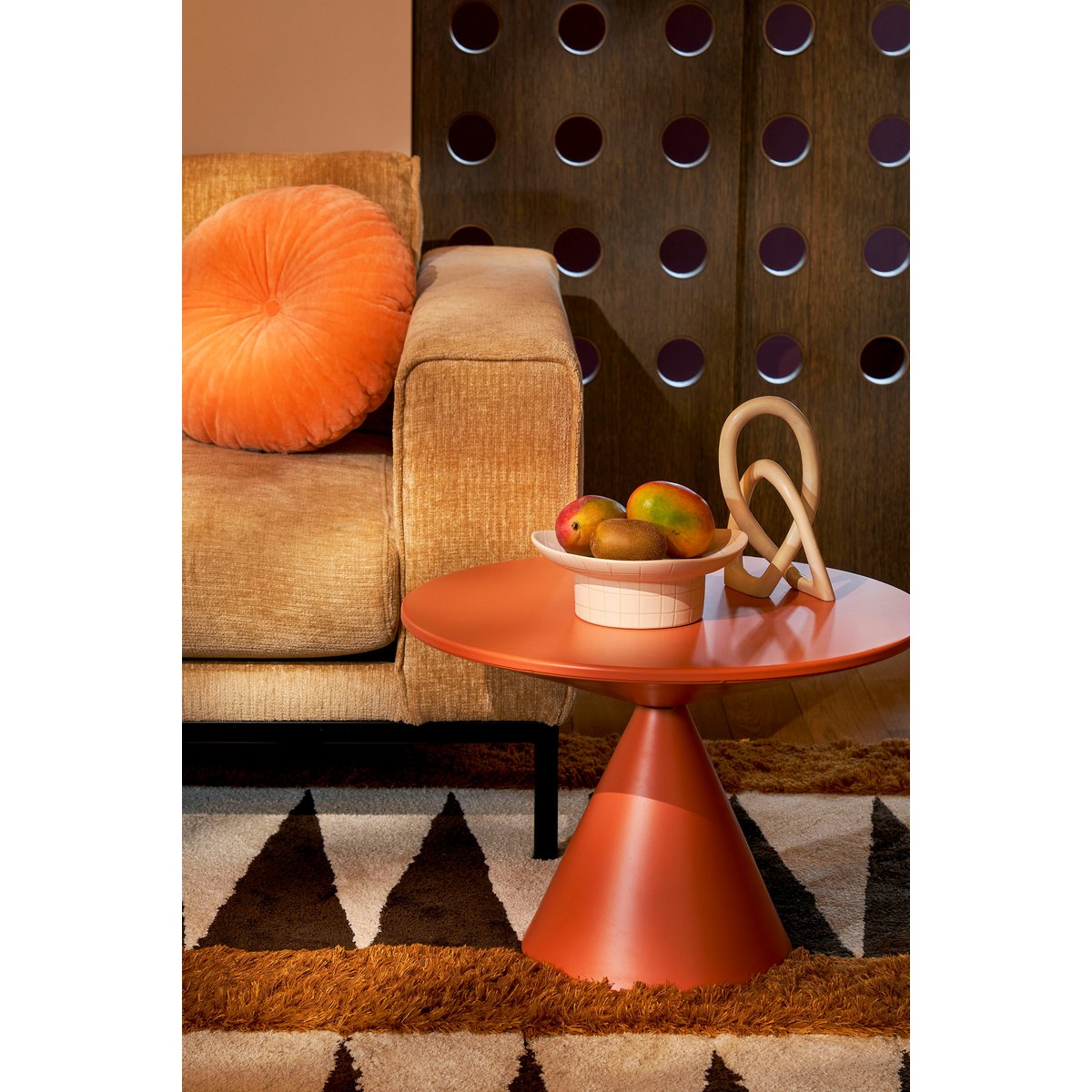 Royale Bijzettafel - H42 x Ø60 cm - Metaal - Oranje