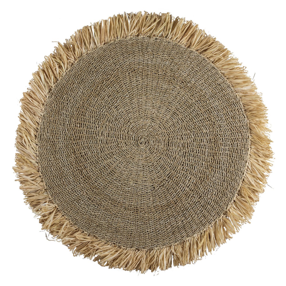 100/120 cm Rond Zeegras Tapijt | Vloerkleed met Kwastjes DASA (2 maten)