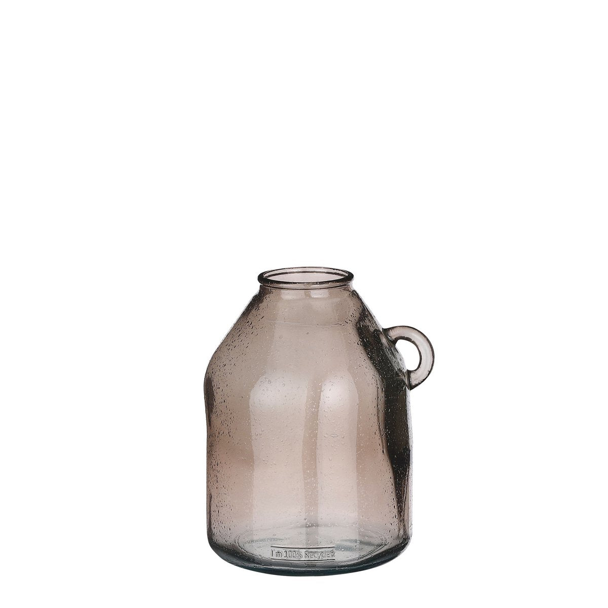 Sitia Fles Vaas - H26 x Ø21 cm - Gerecycled Glas - Taupe