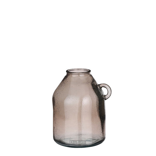 Sitia Fles Vaas - H26 x Ø21 cm - Gerecycled Glas - Taupe