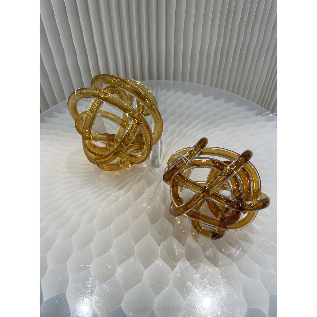 Gele glasknoop (klein) Diameter: 11cm Kunstmatig geblazen