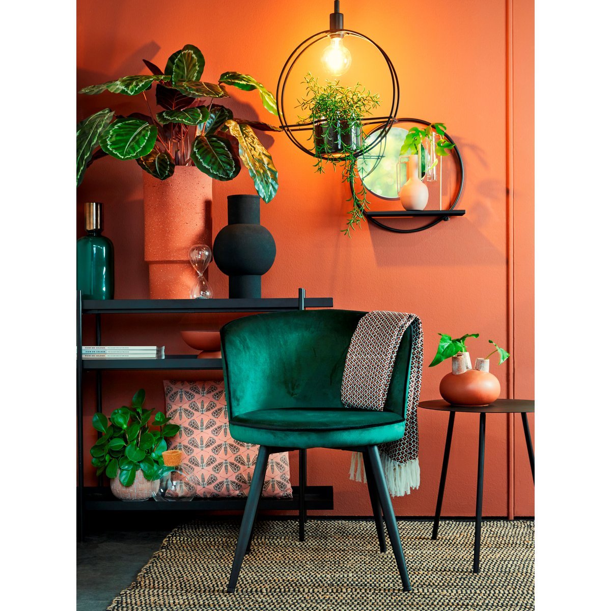 Phoenix Wandspiegel - B11 x Ø58 cm - Metaal - Zwart