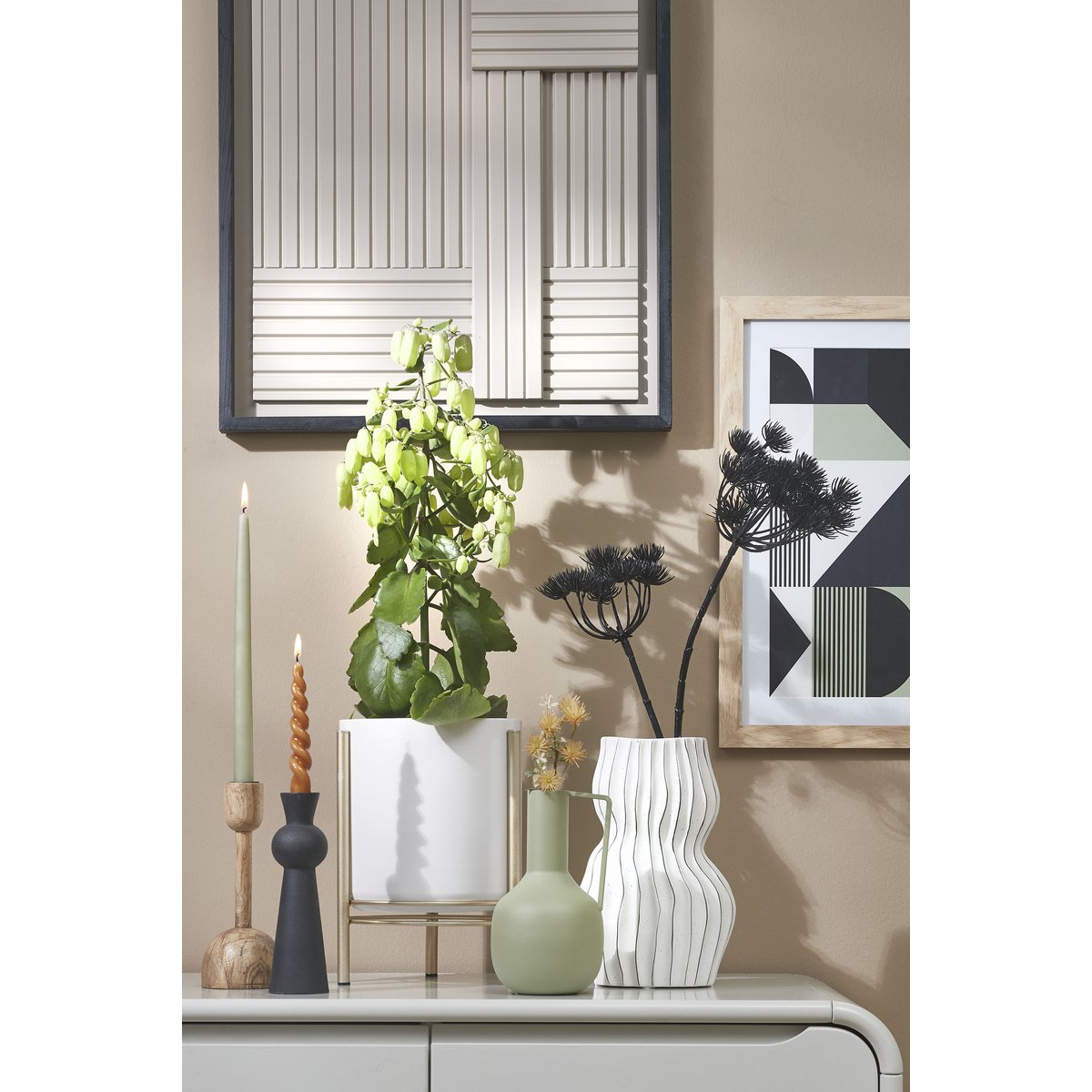 Sverre Bloempot op Standaard - H28 x Ø19 cm - Wit, Goud