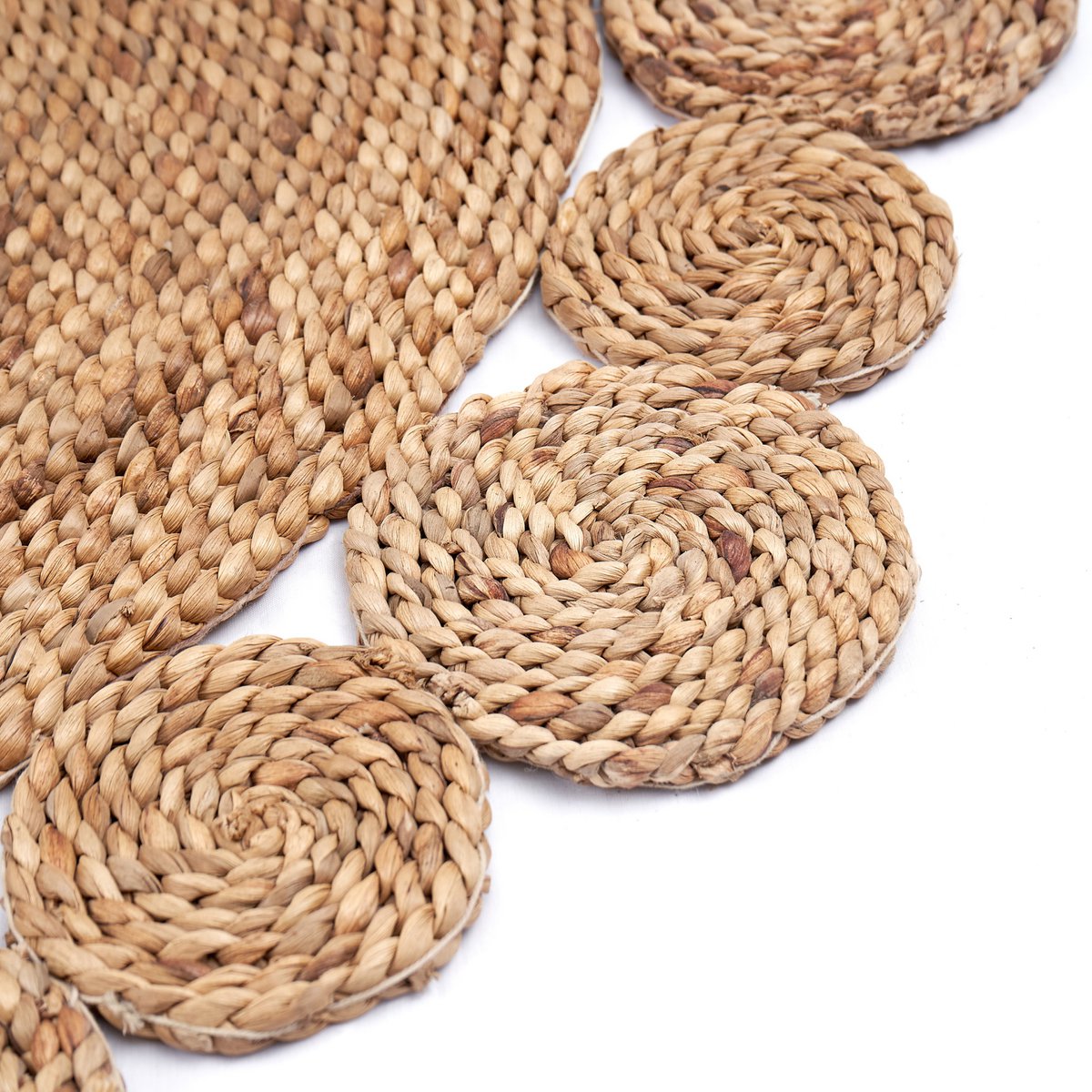 Rond Waterhyacint Vloerkleed 90/110 cm LAORA Geweven Tapijt Beige (2 maten)