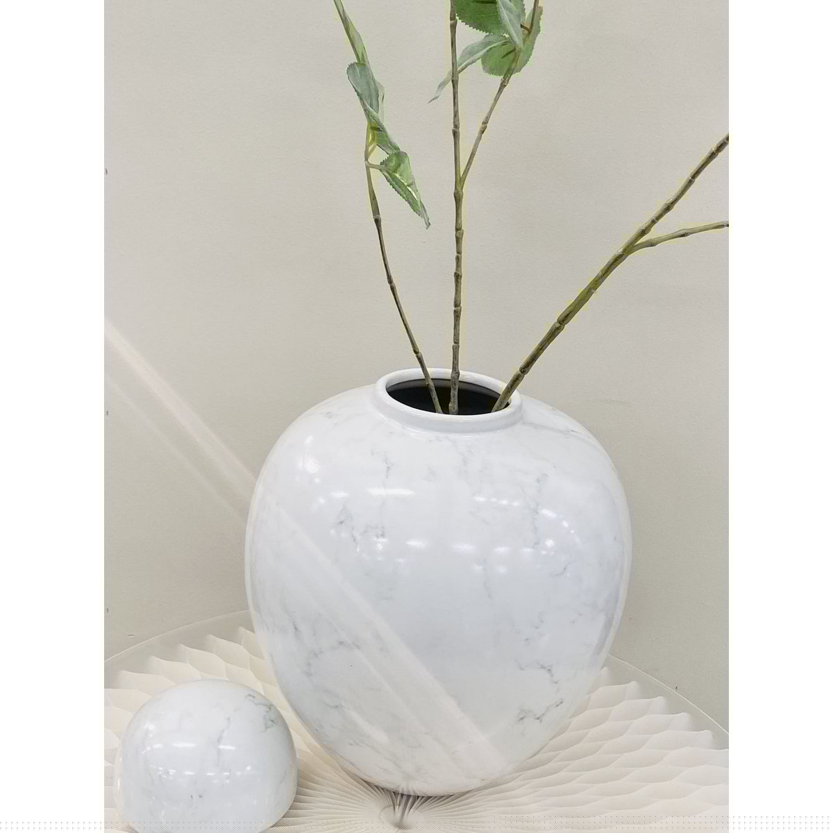 Vintage keramiek Ronde vaas Wit Groot H*28W*25