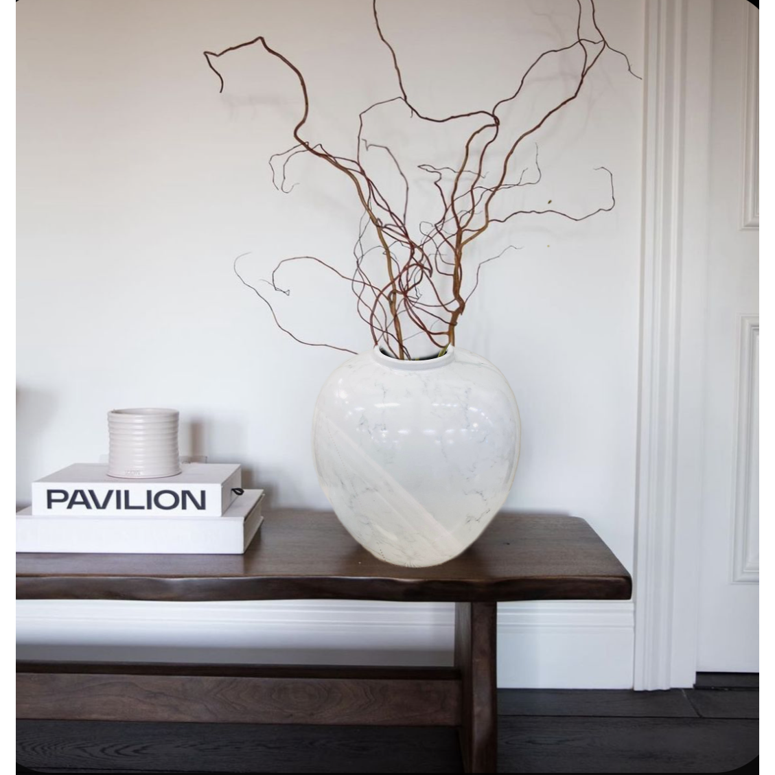 Vintage keramiek Ronde vaas Wit Groot H*28W*25