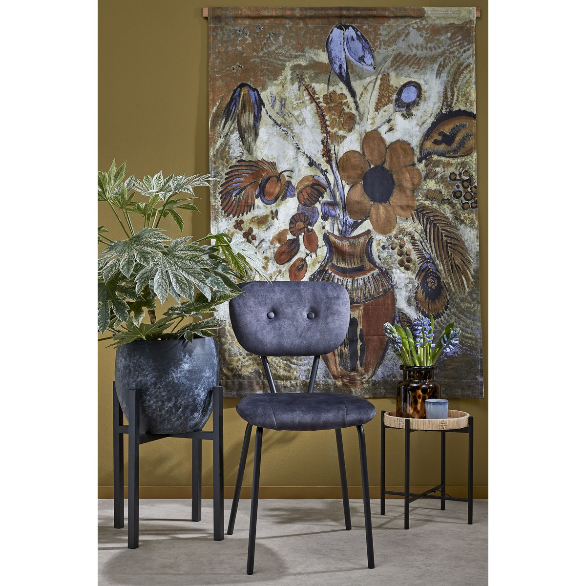 Kaj Bijzettafel - H40 x Ø30 cm - Rotan - Bruin