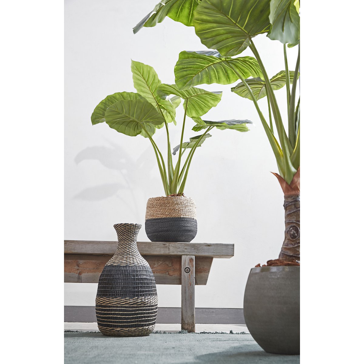 Yasmin Decoratieve Fles - H48 x Ø28 cm - Zeegras - Zwart