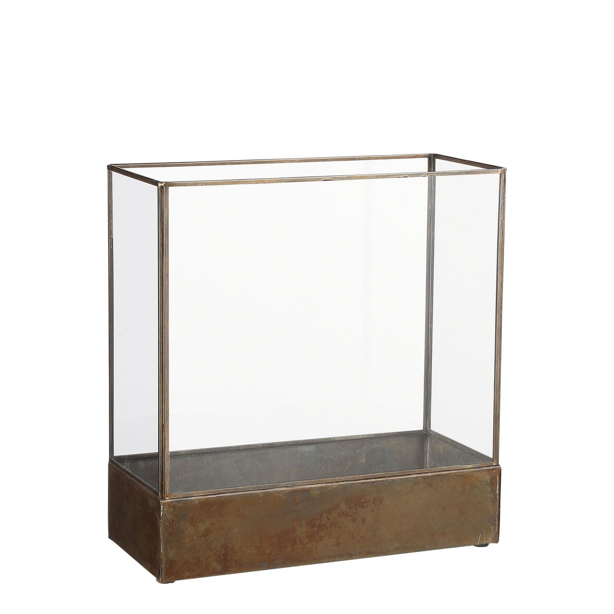 Glacial Windlicht - L31 x B13 x H32 cm - Donkergoud