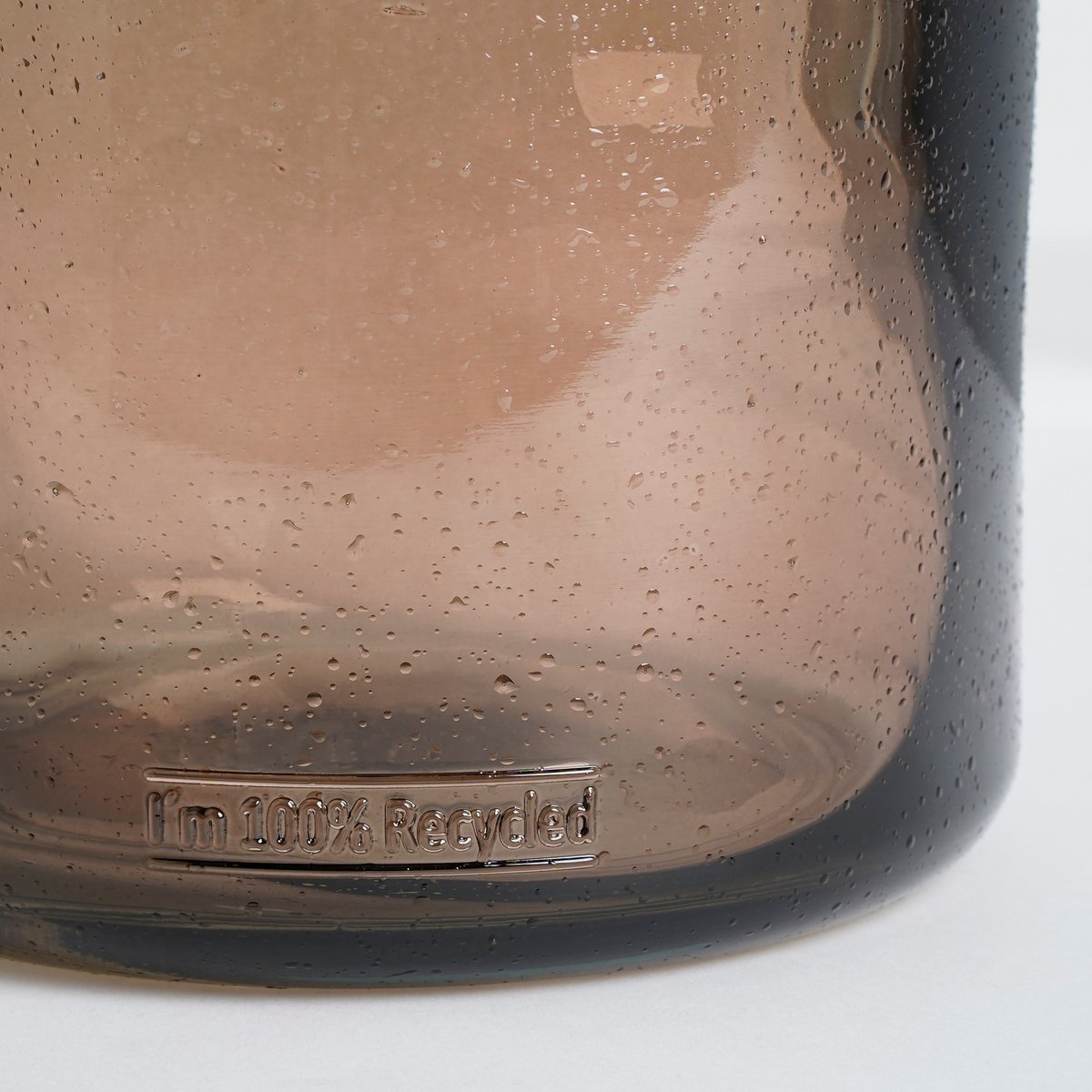 Sitia Fles Vaas - H26 x Ø21 cm - Gerecycled Glas - Taupe