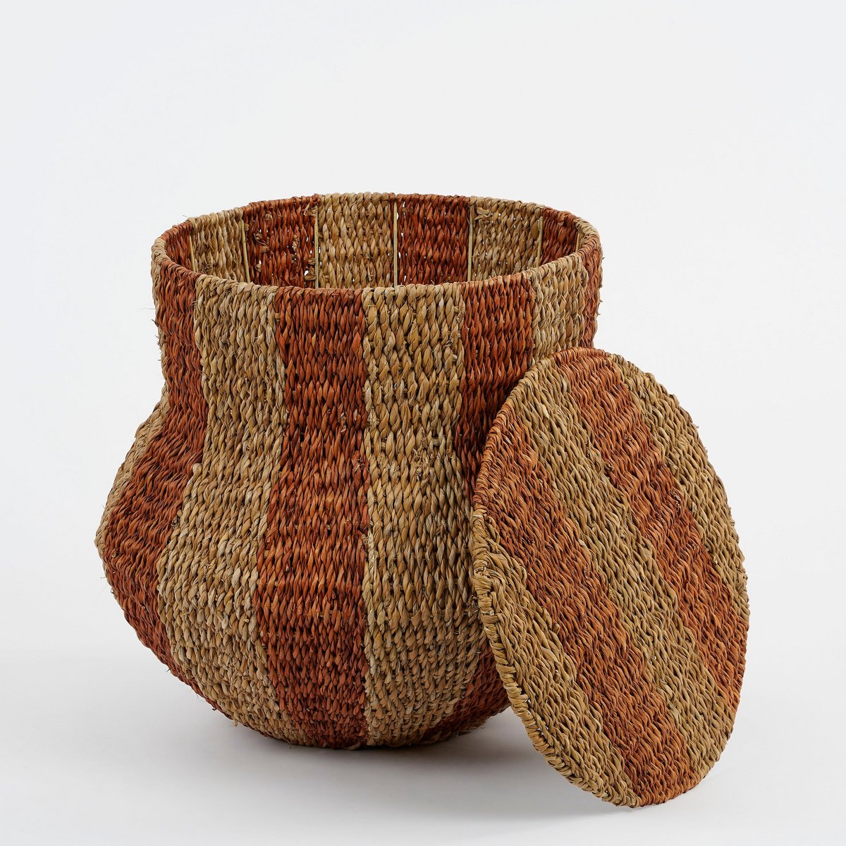 Tacoma Opbergmand met Deksel - H47 x Ø50 cm - Jute - Oranje