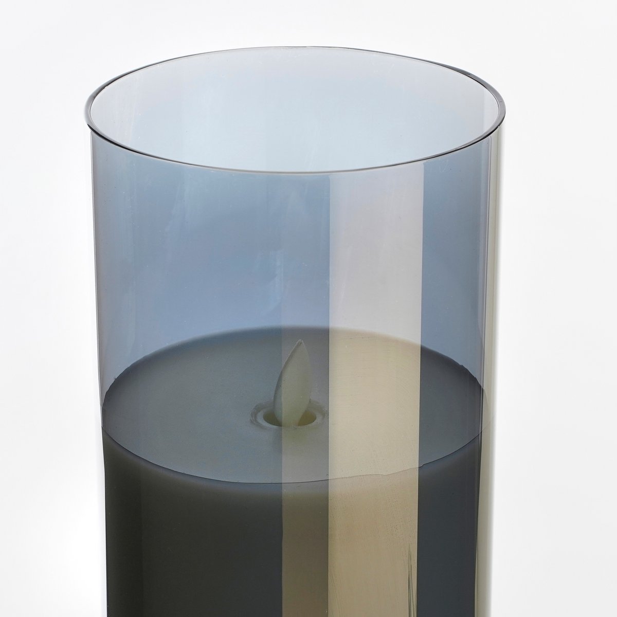 LED Kaars - H25 x Ø10 cm - Glas/Wax - Grijs