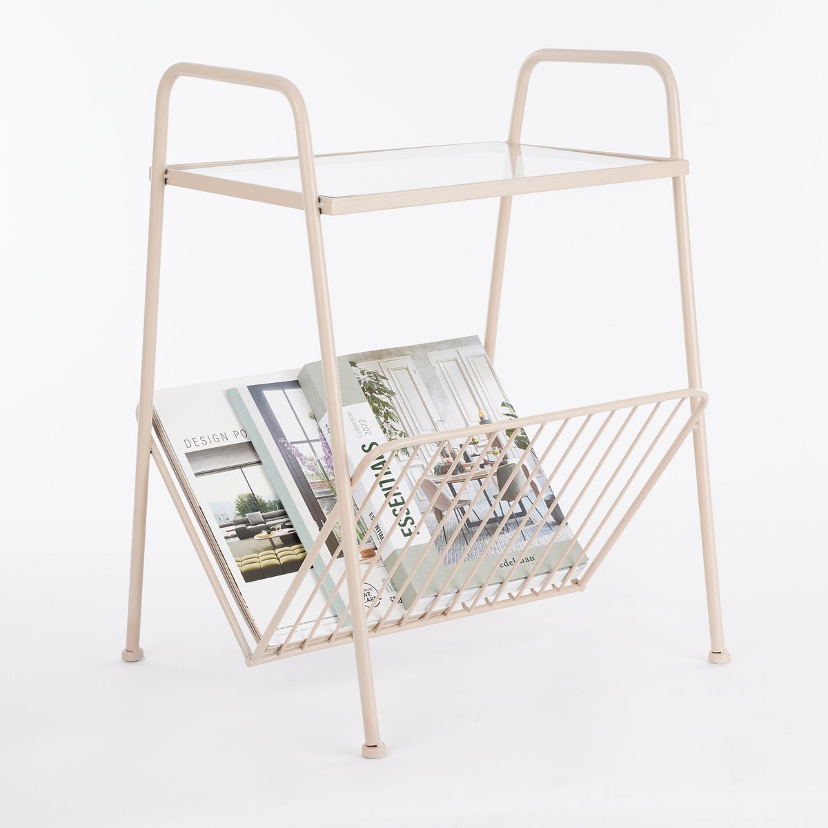 Tijdschriftenhouder - L45 x B40 x H59 cm - Metaal - Oudroze, Mat