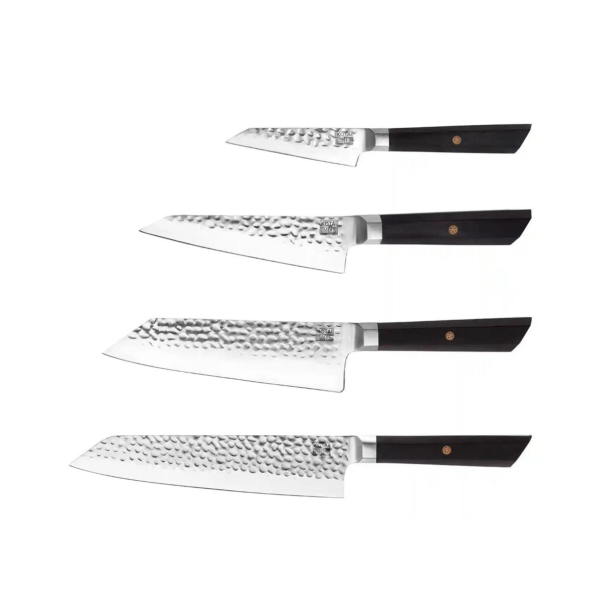 Messenset - De Bunka Complete Set: 4 messen (Bunka Schilmes 90 mm + Bunka Petty 135 mm + Bunka Santoku 170 mm + Kiritsuke 210 mm) - elk mes wordt geleverd met zijn bamboedoos en zijn magnetische saya