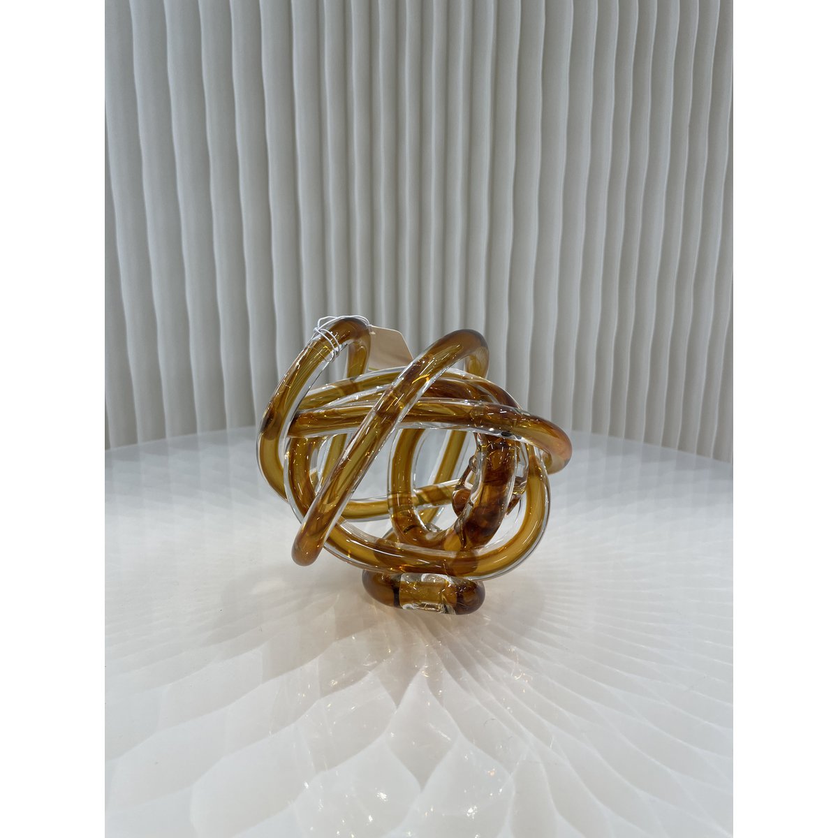 Gele glasknoop (klein) Diameter: 11cm Kunstmatig geblazen