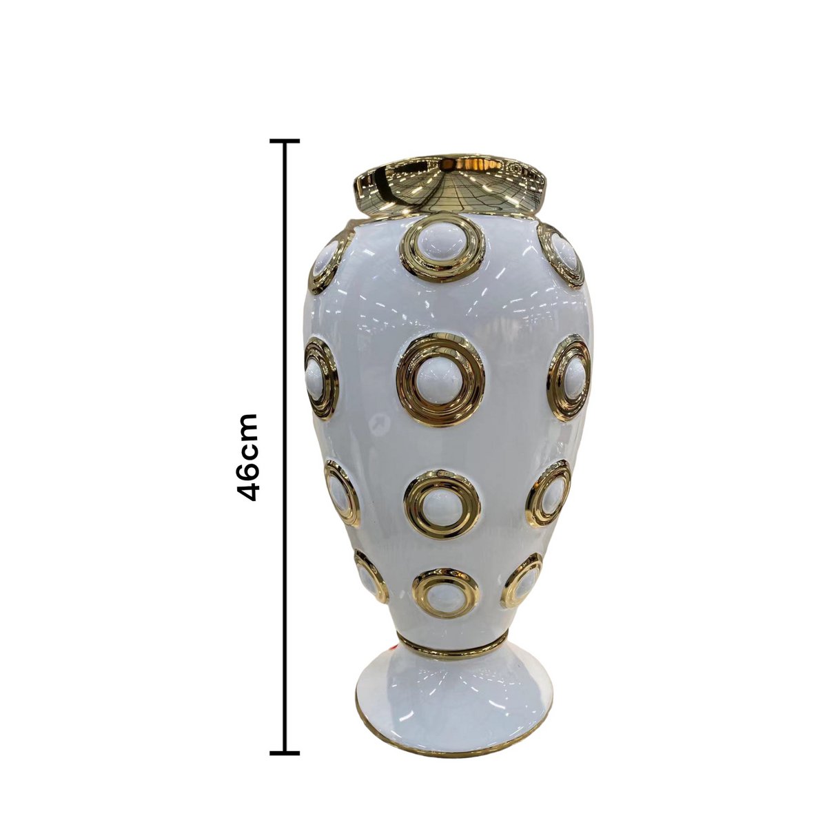 Gouden grote vaas met 4 cirkels H46cm (CV11617-17WIT)