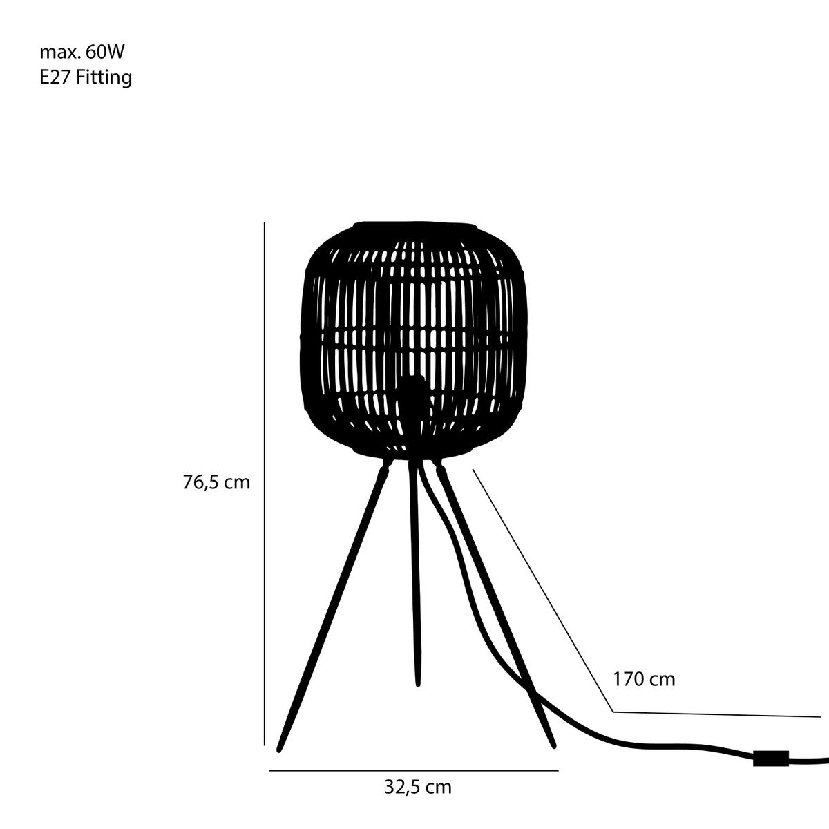 Figo Vloerlamp - H77 x Ø33 cm - Bamboe - Bruin
