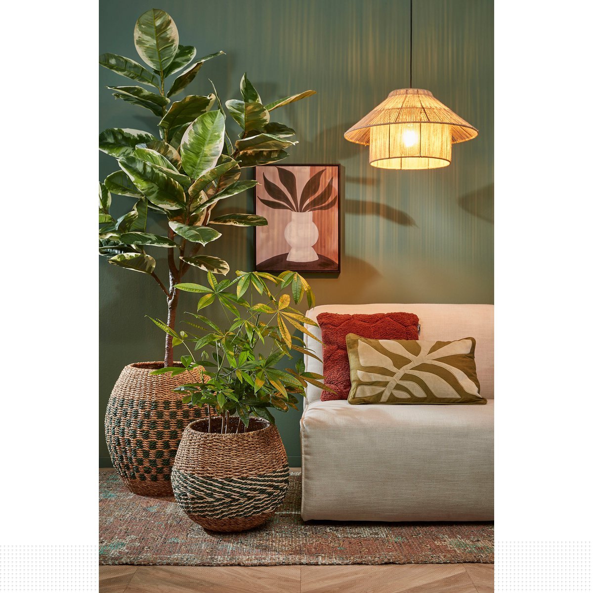 Elsa Hanglamp - H28 x Ø50 cm - Jute - Lichtbruin