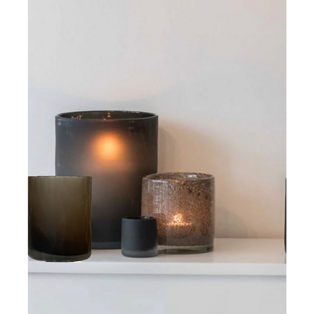 THEELICHTHOUDER (handgeslepen glazen pot)