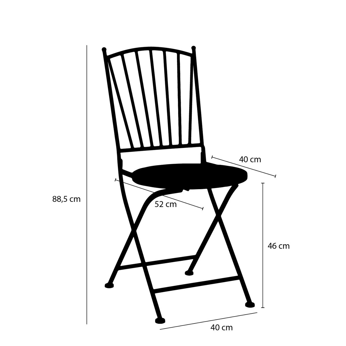 Odile Bistrostoel - L40 x B52 x H89 cm - Metaal - Bruin, Wit