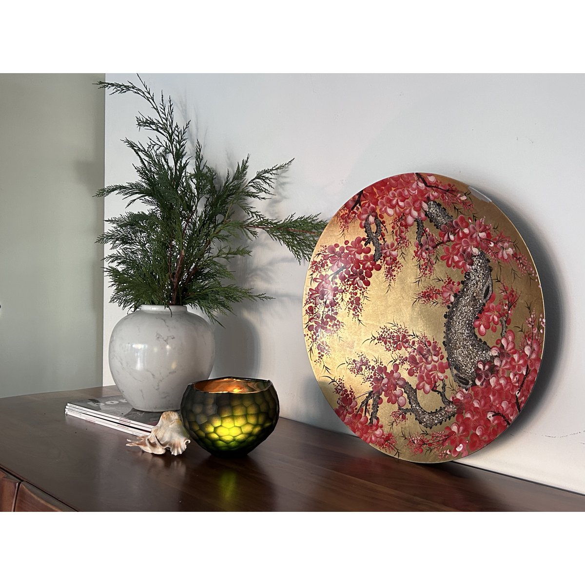 Vintage keramiek Ronde vaas Wit Groot H*28W*25