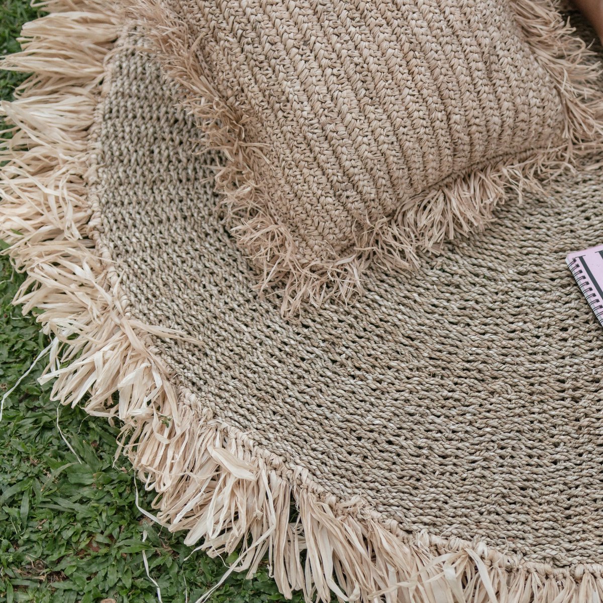 100/120 cm Rond Zeegras Tapijt | Vloerkleed met Kwastjes DASA (2 maten)