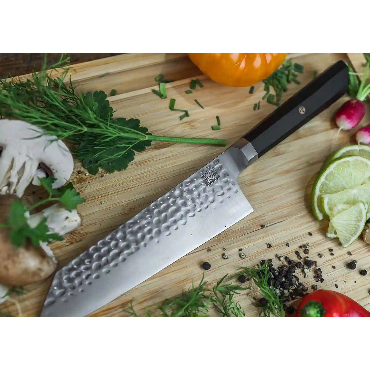 Mes - Bunka Santoku met bamboe Saya en bamboedoos - 170 mm lemmet