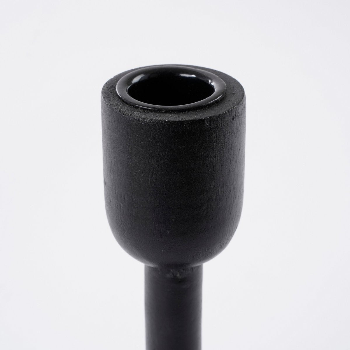 Tartan Kandelaar - H21 x Ø9 cm - Mangohout - Zwart