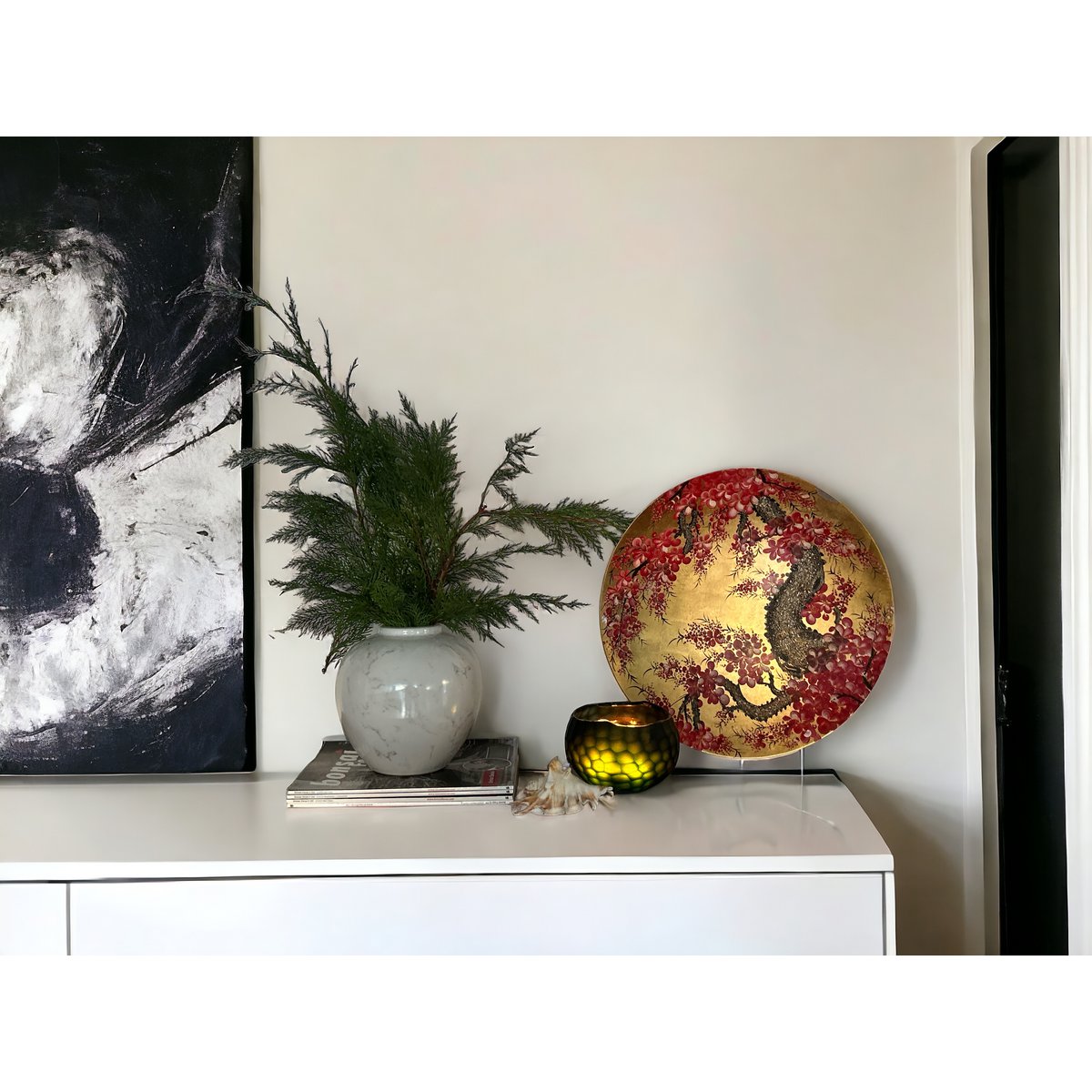 Vintage keramiek Ronde vaas Wit Groot H*28W*25