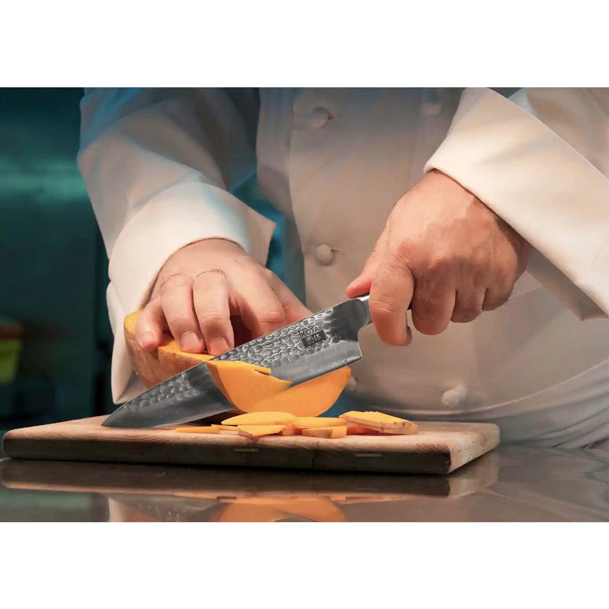 Mes - Gyuto (koksmes) met bamboe Saya en bamboedoos - 200 mm lemmet
