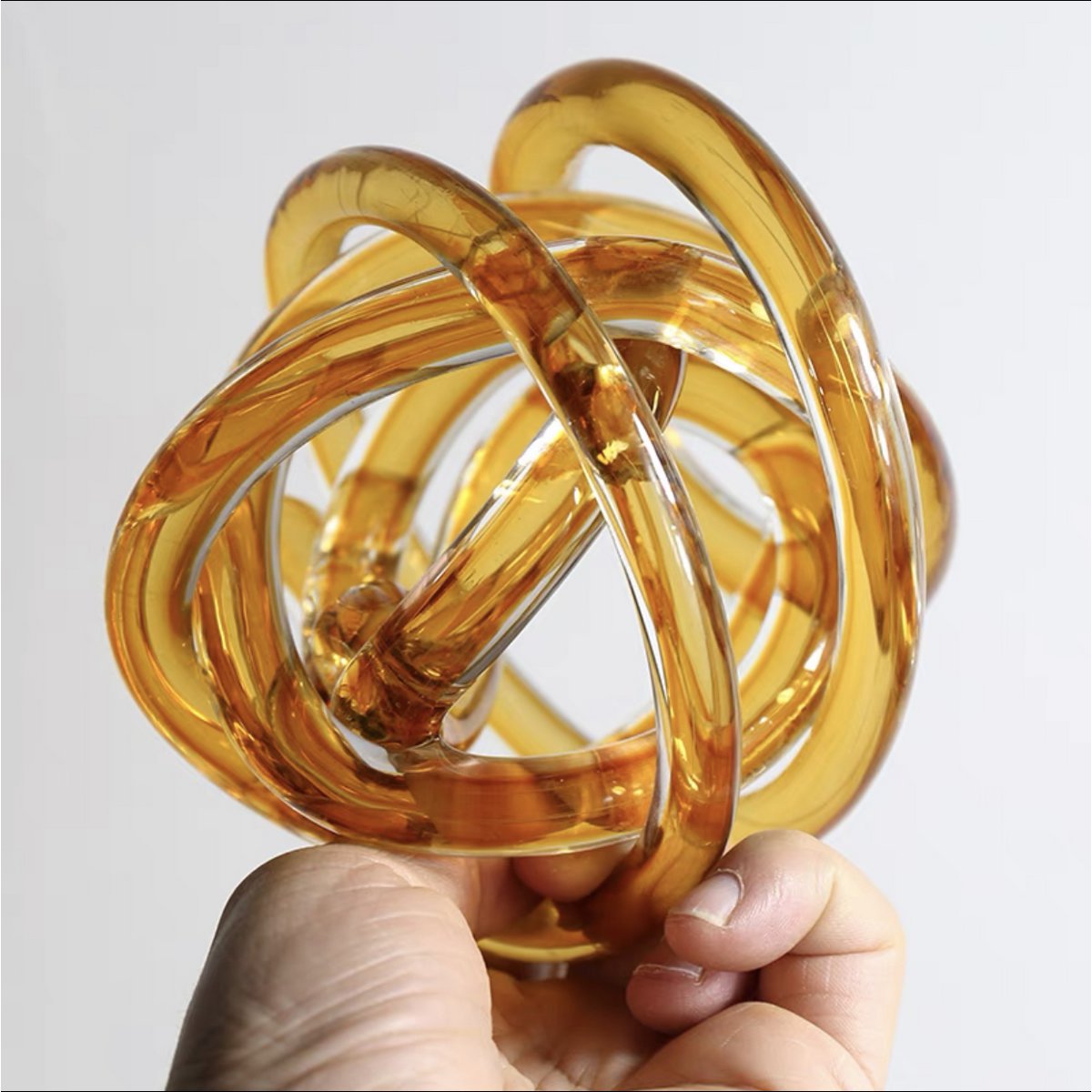 Gele glasknoop (klein) Diameter: 11cm Kunstmatig geblazen
