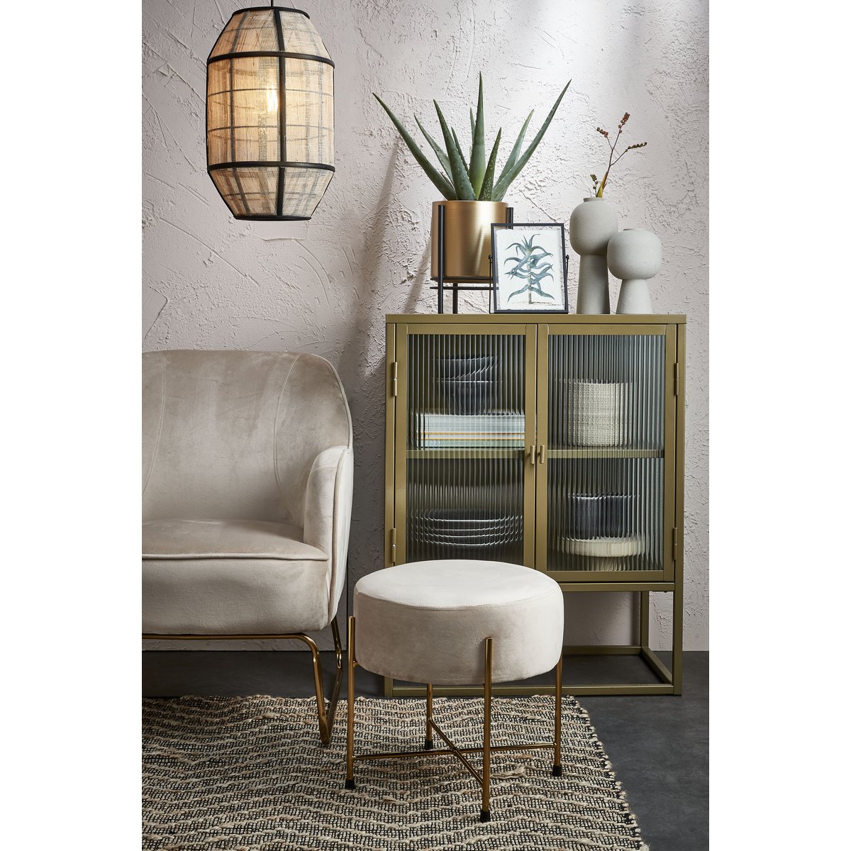 Sverre Bloempot op Standaard - H28 x Ø19 cm - Goud, Zwart