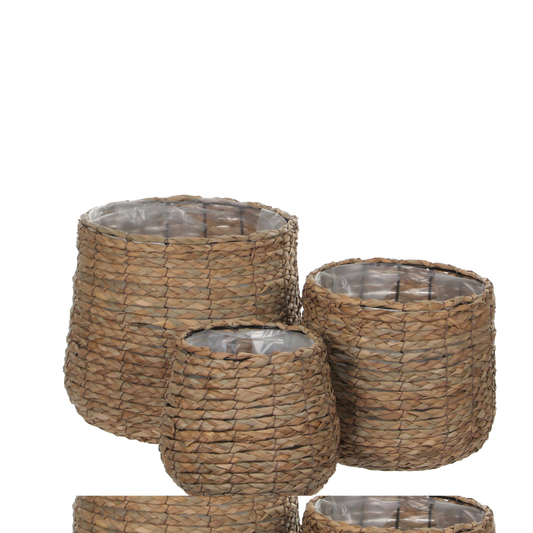 Avalon Plantenmand - Set van 3 - H31 x Ø30 cm - Zeegras - Lichtbruin