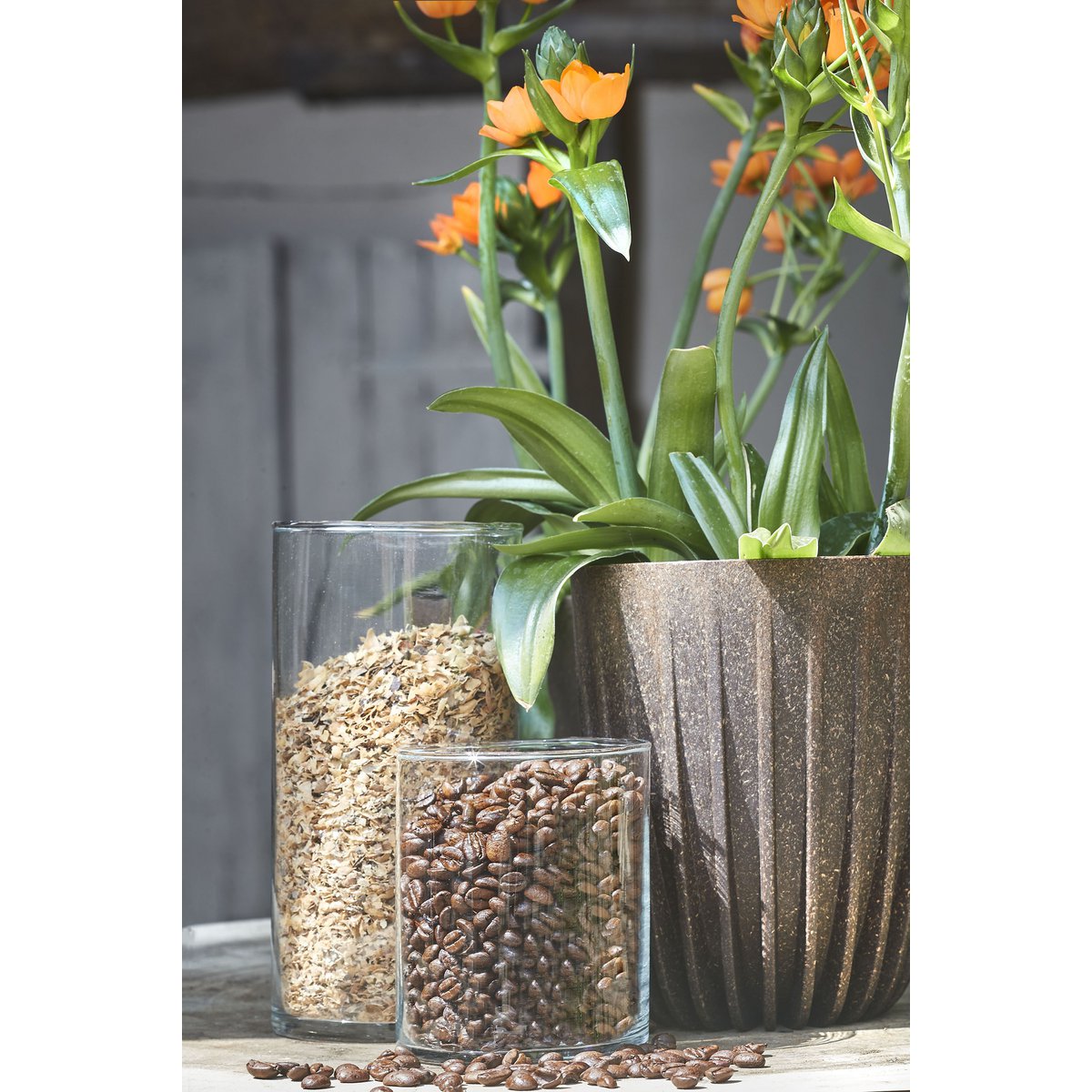 Lungo Bloempot - H36 x Ø30 cm - Polypropyleen - FSC Mix - Donkerbruin