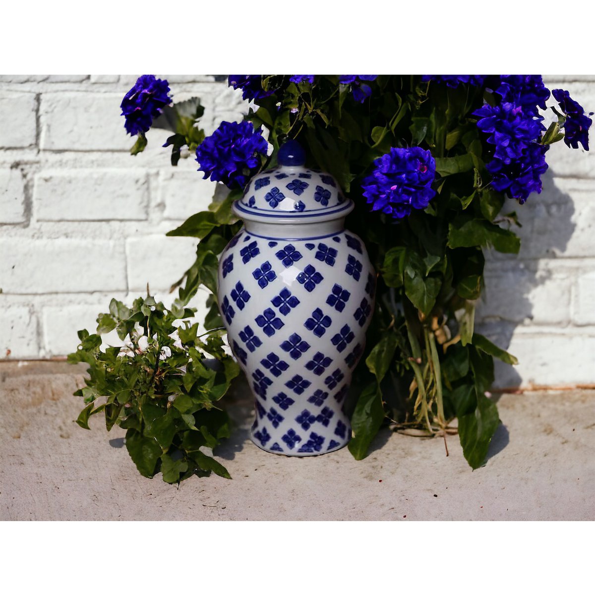 M-SIZE bloemenvaas van blauw en wit porselein (voor keuken thuis)